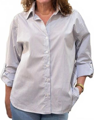 Kut from the Kloth Kaiya Boyfriend Shirt In Blue & White Stripe