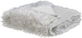 Beliani Beliani - Manta De Acr&iacute;lico Gris Claro 200 X 220 Cm Poli&eacute;ster Pelo Largo Dormitorio Delice