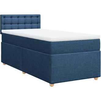 vidaXL Vidaxl - Cama Box Spring Con Colch&oacute;n Tela Azul 90x190 Cm