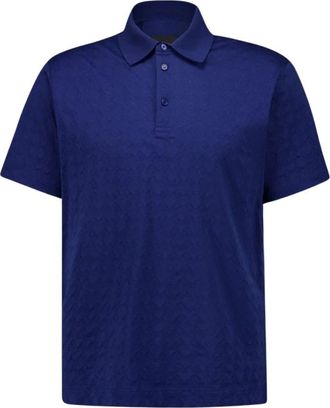 Givenchy Blauw Jacquard Polo Shirt Itali&euml; Ambacht - Heren - Polos - Blauw - S - Katoen - Tops