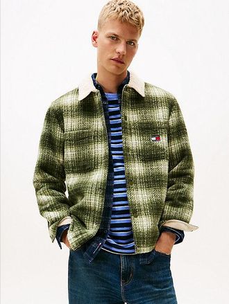 Tommy Hilfiger Oversized Fit Flannel Teddy Fleece Overshirt