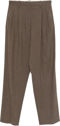 Alysi pleated trousers - women - Polyester/Wool/Elastane/Viscose - 44 - Brown