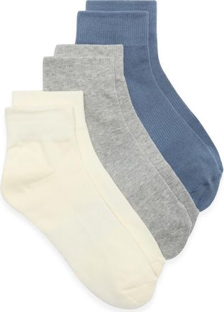 Nordstrom 3-Pack Everyday Quarter Socks in Ivory Grey Multi at Nordstrom, Size 9-11