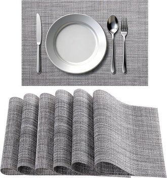 OEM Manteles Individuales, Manteles Individuales De Pvc Antideslizantes, Resistentes Calor Hasta 80 &deg;c, F&aacute;ciles Limpiar, 30 X 45 Cm, 6 Unidades, Gris