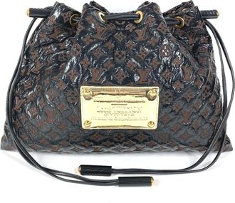 Louis Vuitton Black Brown Leather Canvas Vinyl Shoulder Bag Tote Bag (Pre-Owned)