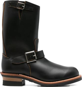 Red Wing Shoes Engineer buckled biker boots - men - Calf Leather/Calf Leather/Neoprene - 8 - Black