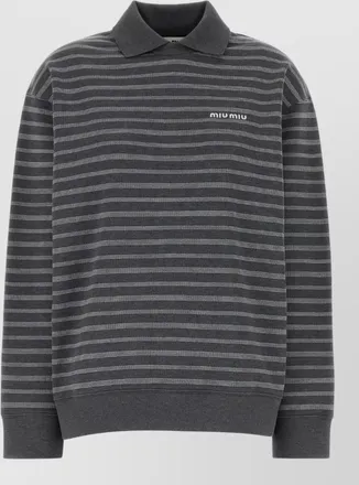 Miu Miu striped cotton polo jumper