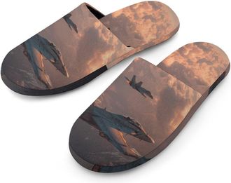 Generic Airplane Aircraft Fighter Jet Plane Mens Slippers Warm Non-Slip Houes Shose Spa Slipper for Home Bedroom