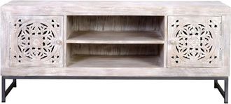 Giner&Colomer Mueble tv madera de mango y patas de metal blanco envejecido