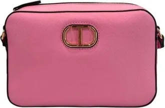 Twinset Cross Body Bags, female, Pink, Size: ONE SIZE Leather Crossbody Bag with Logo Detail
