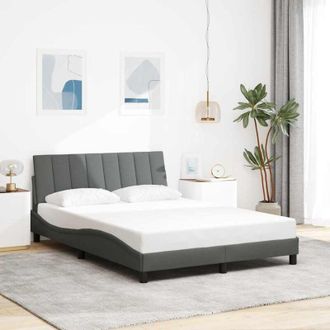 vidaXL Vidaxl - Estructura De Cama Sin Colch&oacute;n Tela Gris Oscuro 140x200 Cm