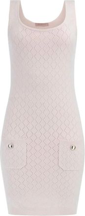 Guess Kleedjes, Dames, Roze, S, Bodycon Midi Gebreide Jurk