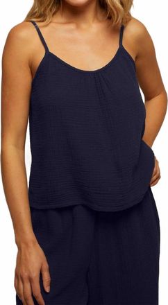 perfectwhitetee Marlo Double Gauze Tank In Navy