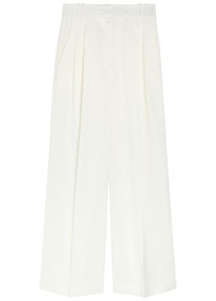 Another Tomorrow Pleated Wide-leg Trousers - White - 42 (UK10 / S)