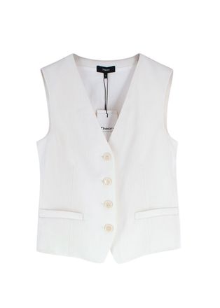 Theory Cream Admiral Stripe Waistcoat Size XS