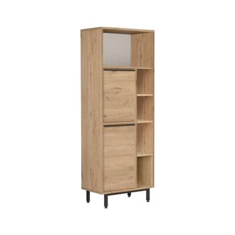 Dmora Columna Merbok Marr&oacute;n Nogal, 4 Estantes, 2 Puertas, 7 Compartimentos, 160x36x45h Cm