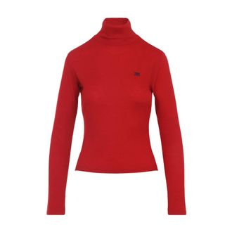 Celine Turtlenecks, female, Red, Size: XS Turtleneck Top in Wool Jersey