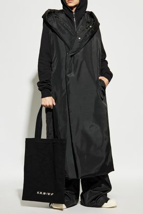 Rick Owens Long Hooded Vest, Mens, Black