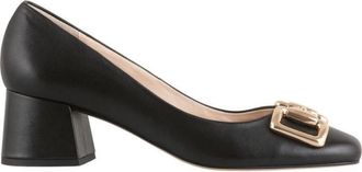 H&ouml;gl Elegante zwarte damespump met metalen gesp - Dames - Pumps - Zwart - 37 1/2 EU - Leer - Schoenen
