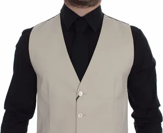 Dolce & Gabbana Beige Cotton Stretch Dress Vest Mens Blazer