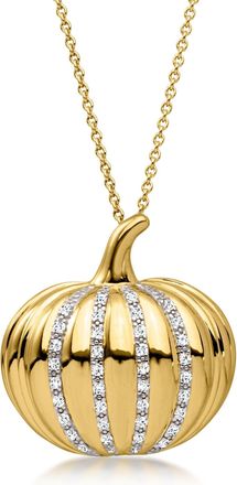 Ross-Simons Lab-Grown Diamond Pumpkin Pendant Necklace in 18kt Gold Over Sterling