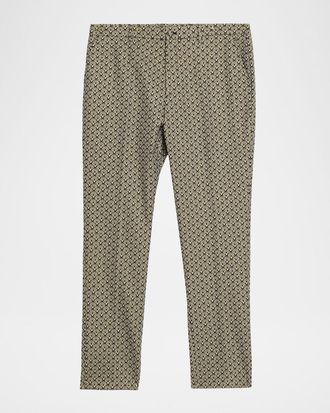 Etro Mens Medallion Jacquard Flat-Front Trousers