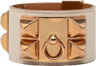 Herm&egrave;s Womens Pre-owned Swift And Gold Plated Collier De Chien Bracelet - Ivory - One Size