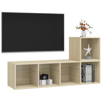 Berkfield Home Practical 2 Piece TV Cabinet Set Sonoma Oak Engineered Wood in Light Tan