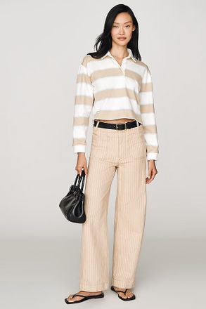 Maeve Colette Striped High-Rise Wide-Leg Full-Length Pants