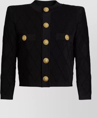 Balmain cropped cardigan diamond pattern nylon silk