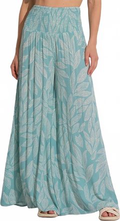 Elan Cartagena Print Palazzo Pants In Teal