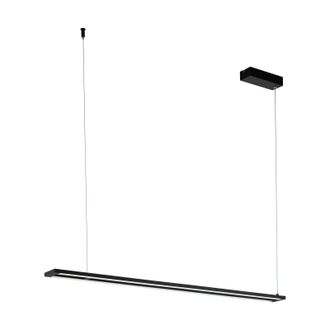 Loops Pendant Ceiling Light Height Adjust Colour Black Shade White Plastic LED 27W Inc