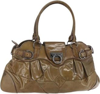 Ferragamo Pre-owned Handbags, female, Brown, Size: ONE SIZE Pre-owned Coated Canvas Shoulder Bag