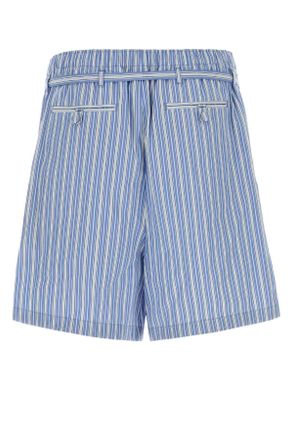 Saint Laurent Striped Poplin Bermuda Shorts - Blue