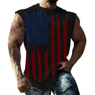 Generic US Flag Tank Top Mens 4th of July Shirt Patriotic USA Sleeveless Graphic Muscle Shirts Summer Workout Gym Funny Tanks Short Sleeve Workout Men Black