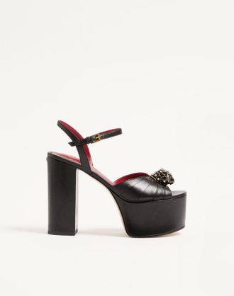 Valentino Garavani Sandalo Con Plateau Panthea In Capretto 125Mm Donna NERO 36.5
