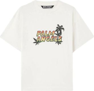 Palm Angels Graphic Print T-shirt - Heren - T-shirts - Wit - L - Katoen - Tops