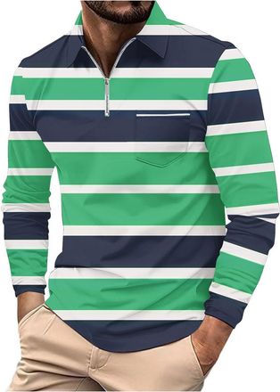 Generic Mens Long Sleeve Polo Shirts Adult Casual Breathable Work Polo Button Down England Rugby Tennis Shirts Golf Tops Jumpers Western Clothes for Men UK De