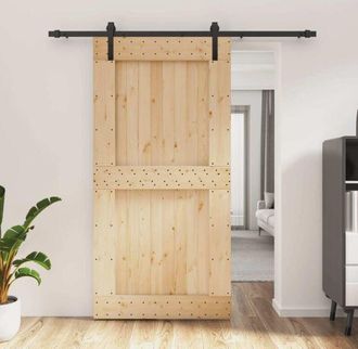 vidaXL Vidaxl - Puerta Corredera Con Herrajes Madera Maciza De Pino 100x210 Cm