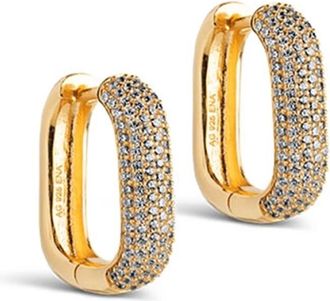 Enamel Copenhagen Enamel Copenhagen, Accessoires, Dames, Geel, ONE Size, Gouden Vierkante Zirkonia Oorbellen