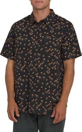 Billabong Sundays Short Sleeve Button-Up Shirt in Black at Nordstrom, Size Medium