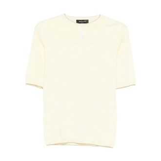 Fabiana Filippi Round-neck Knitwear, female, Beige, Size: 2XL Silk Cotton T-shirt