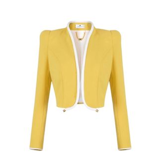 Elisabetta Franchi Blazers, female, Yellow, Size: L Lightweight Crepe Jacket