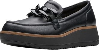 Clarks Womens Zylah May Loafer, Black Leather, 7.5 UK