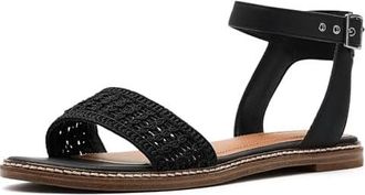 Lucky Brand Kimaya Ankle Strap Sandal Womens Sandals Black Crochet : 9.5 M, Synthetic