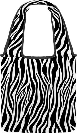 Generic Zebra Stripes Reversible Canvas Shoulder Tote - Double-Sided Print, 12oz Cotton, 27cm Drop, Fold-Flat Bag for Travel, Shopping, Street Outings