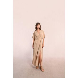 Molly Bracken Lange jurk met korte mouwen en decollet&eacute;