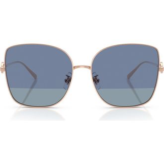 Tory Burch 60mm Oversize Butterfly Sunglasses in Rose Gold /Sharp Tinted Blue at Nordstrom