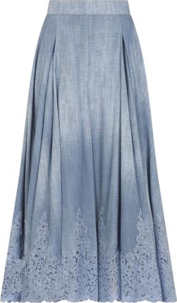 Ermanno Scervino Blue Denim Lace Skirt