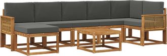 vidaXL Conjunto De Sof&aacute;s De Exterior 8 Uds. Natural Y Antracita Vidaxl
